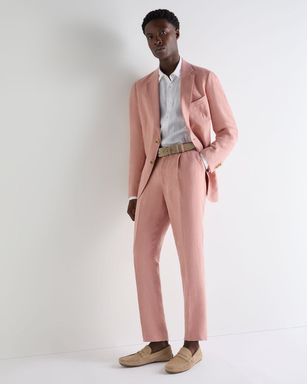 N.Peal Men's Atrani Linen Trouser Pink