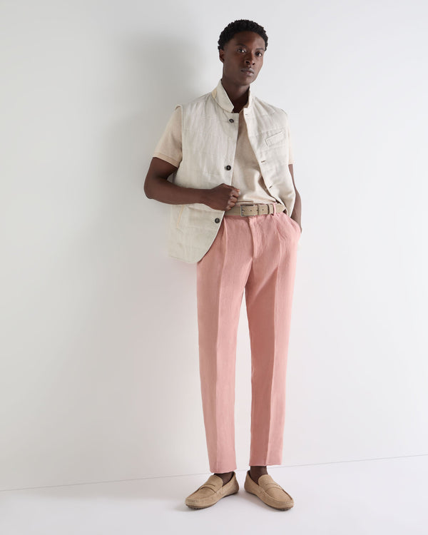 N.Peal Men's Atrani Linen Trouser Pink