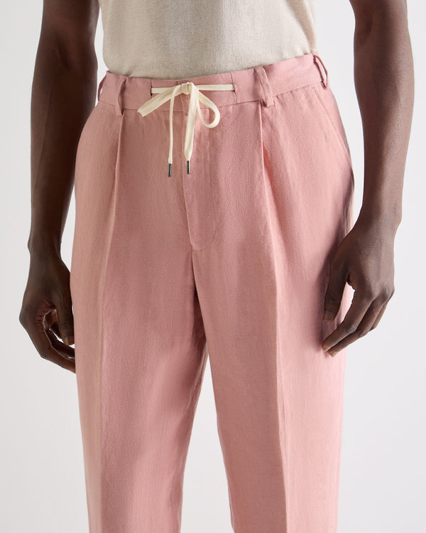 N.Peal Men's Atrani Linen Trouser Pink