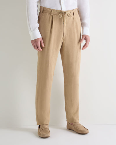 N.Peal Men's Atrani Linen Trouser Taupe Brown