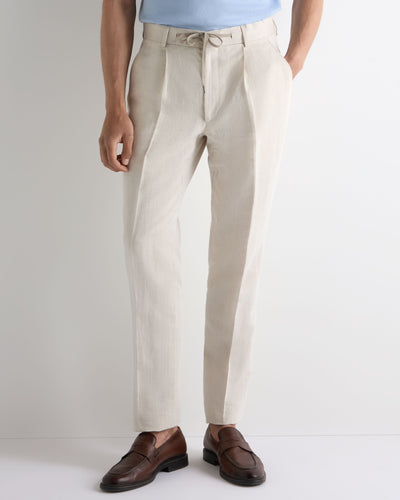 N.Peal Men's Atrani Linen Blend Trousers Sand Brown