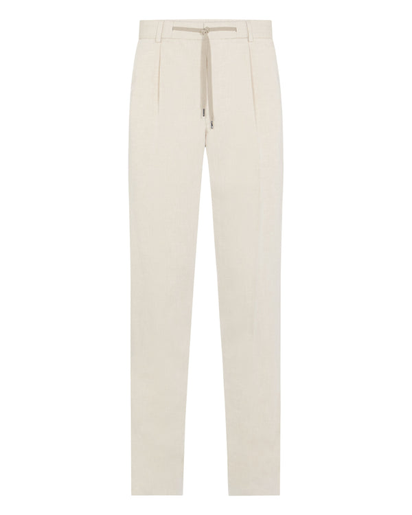 N.Peal Men's Atrani Linen Blend Trousers Sand Brown