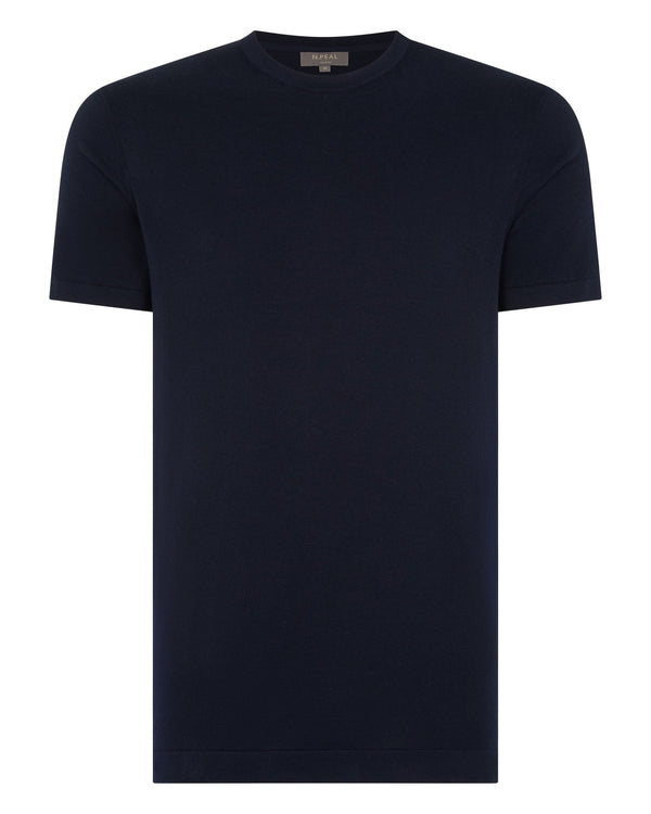N.Peal Men's Sea Island Cotton T-Shirt Navy Blue