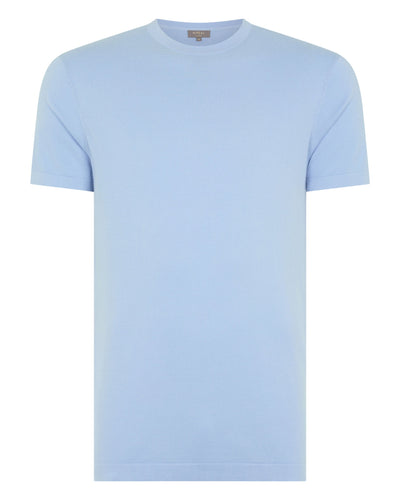 N.Peal Men's Sea Island Cotton T-Shirt Sea Mist Blue