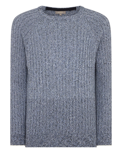 N.Peal Men's Marl Cotton Cashmere Jumper Blue Marl