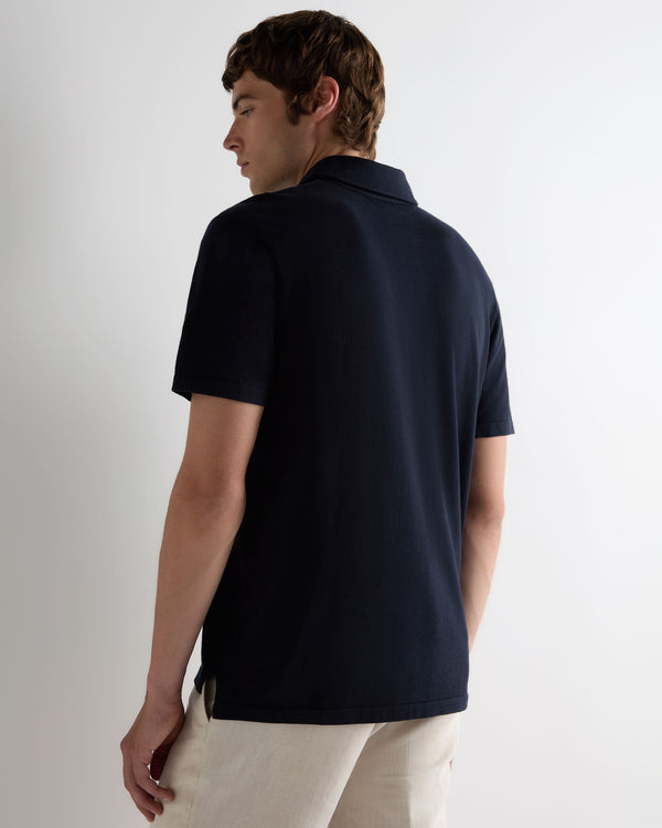 N.Peal Men's Hove Cotton Polo Navy Blue