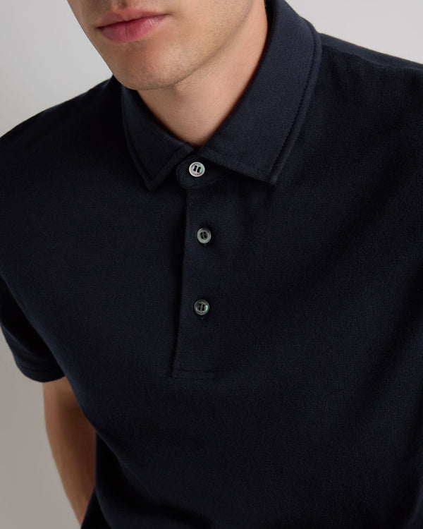 N.Peal Men's Hove Cotton Polo Navy Blue