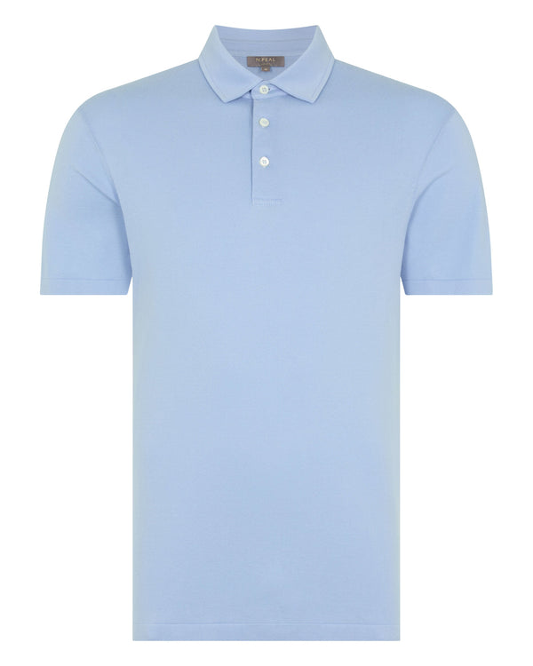 N.Peal Men's Hove Cotton Polo Sea Mist Blue
