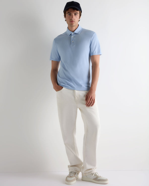 N.Peal Men's Hove Cotton Polo Sea Mist Blue