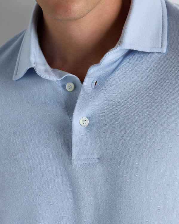N.Peal Men's Hove Cotton Polo Sea Mist Blue