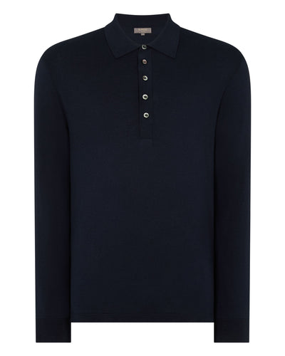 N.Peal Men's Cotton Polo Shirt Navy Blue