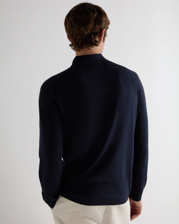 N.Peal Men's Cotton Polo Shirt Navy Blue