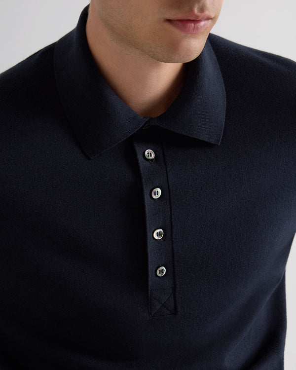 N.Peal Men's Cotton Polo Shirt Navy Blue