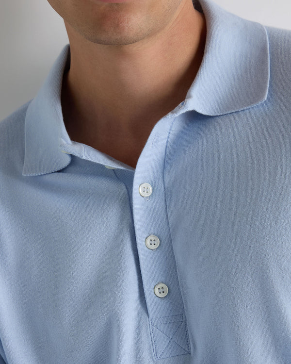 N.Peal Men's Cotton Polo Shirt Sea Mist Blue