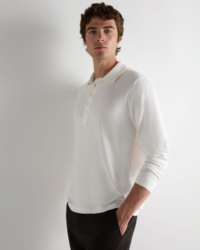 N.Peal Men's Cotton Polo Shirt White