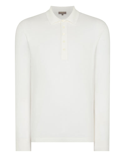N.Peal Men's Cotton Polo Shirt White