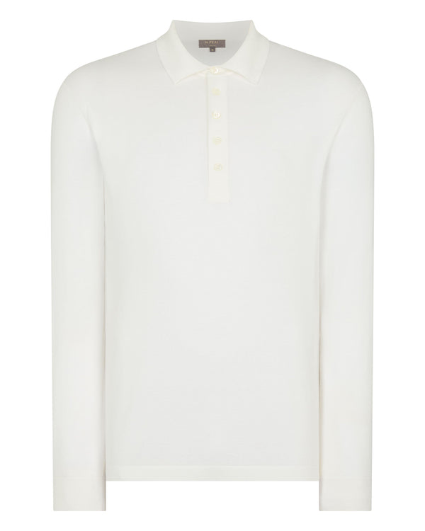 N.Peal Men's Cotton Polo Shirt White