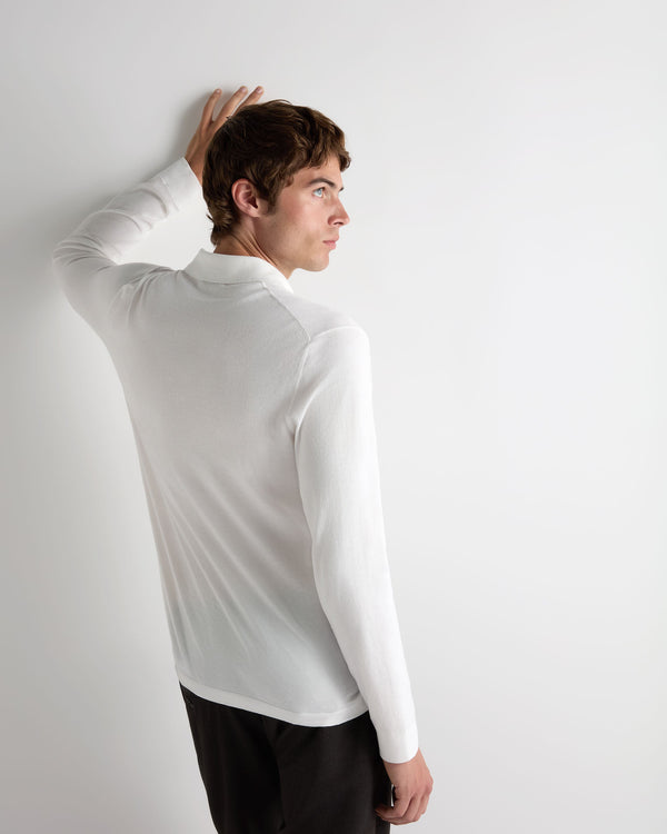 N.Peal Men's Cotton Polo Shirt White