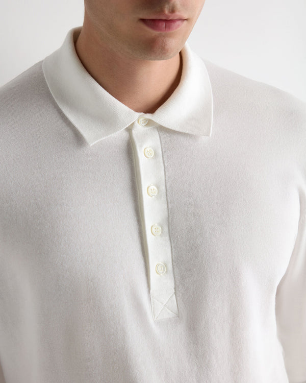 N.Peal Men's Cotton Polo Shirt White