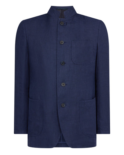 N.Peal Men's Portofino Linen Blend Jacket Navy Blue