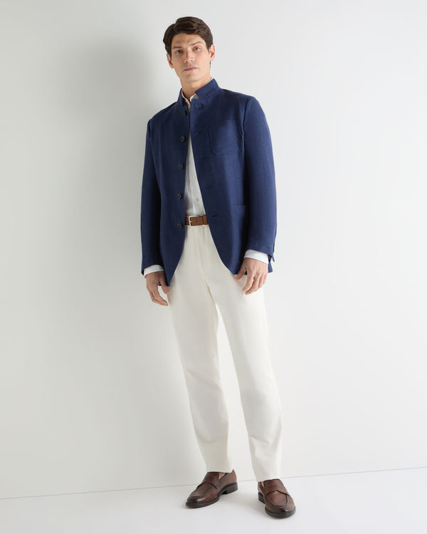 N.Peal Men's Portofino Linen Blend Jacket Navy Blue