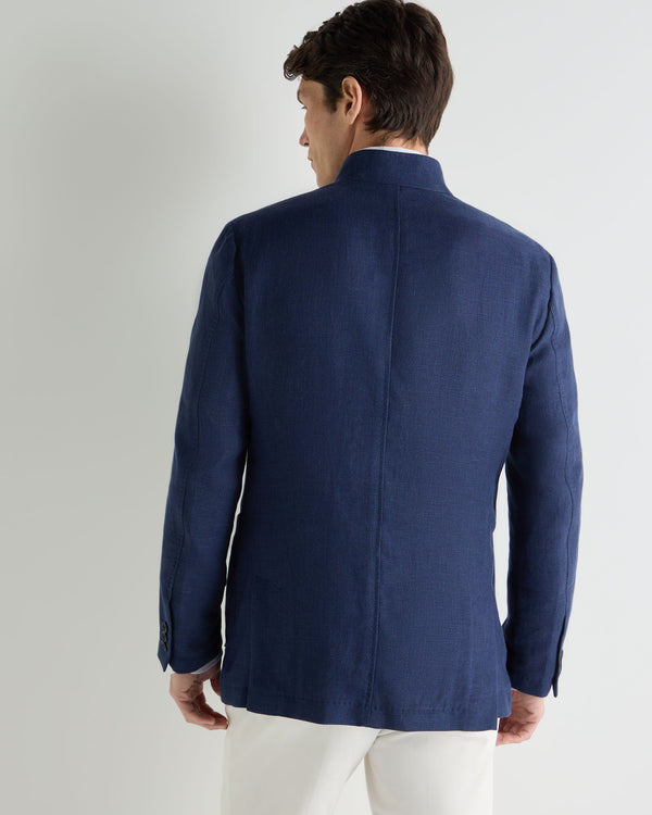 N.Peal Men's Portofino Linen Blend Jacket Navy Blue