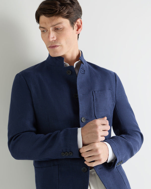N.Peal Men's Portofino Linen Blend Jacket Navy Blue