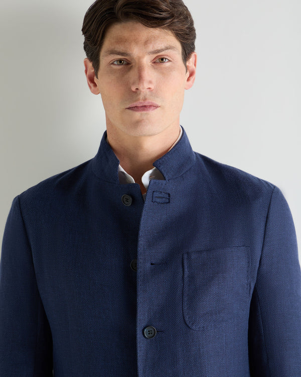 N.Peal Men's Portofino Linen Blend Jacket Navy Blue