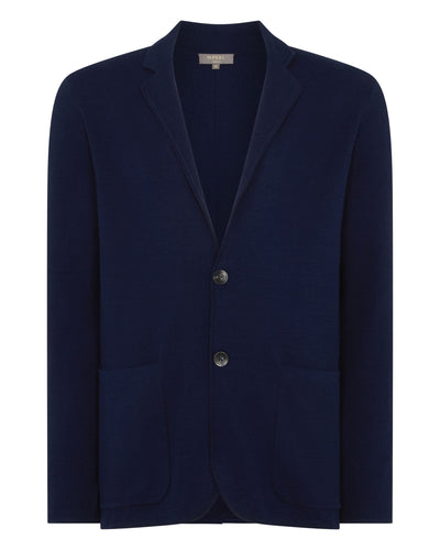 N.Peal Men's Cotton Linen Blend Blazer Deep French Blue