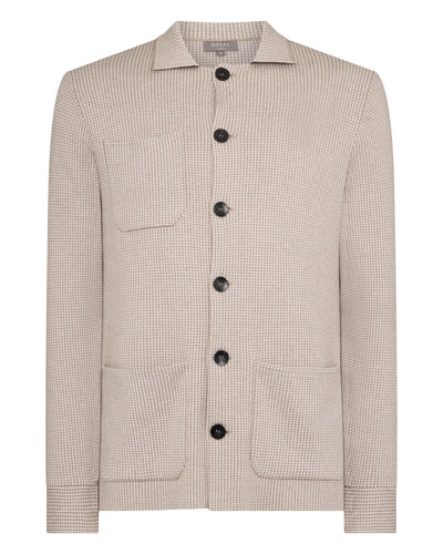 N.Peal Men's Jacquard Cotton Cashmere Jacket Mink Brown