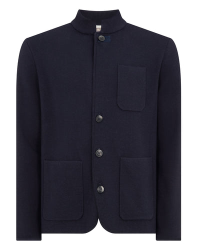 N.Peal Men's Half Milano Cotton Blend Jacket Navy Blue