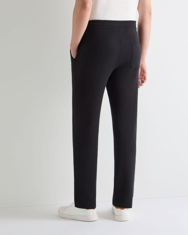 N.Peal Men's Double Face Cotton Blend Trousers Black