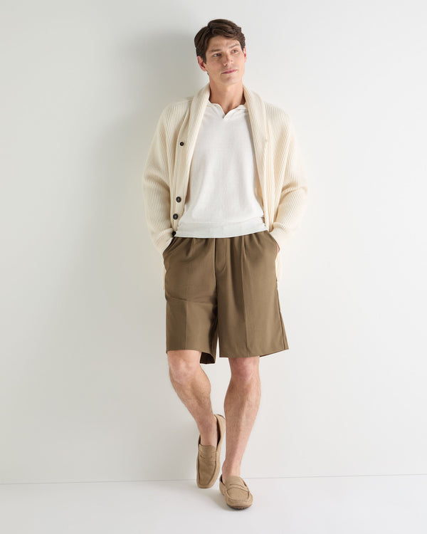 N.Peal Men's Pique Linen Blend Polo White