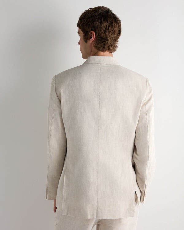 N.Peal Men's Linen Blend Double Breasted Jacket Sand Brown
