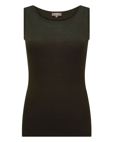 N.Peal Women's Ella Superfine Cashmere Shell Top Arabica Khaki Green