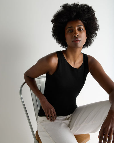 N.Peal Women's Ella Superfine Cashmere Shell Top Black