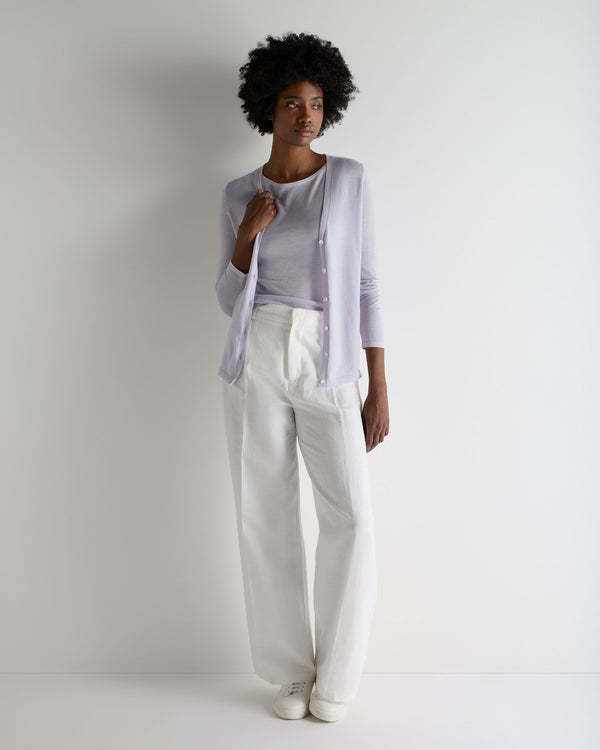 N.Peal Women's Ella Superfine Cashmere Shell Top Lavender Purple