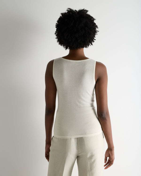 N.Peal Women's Ella Superfine Cashmere Shell Top New Ivory White