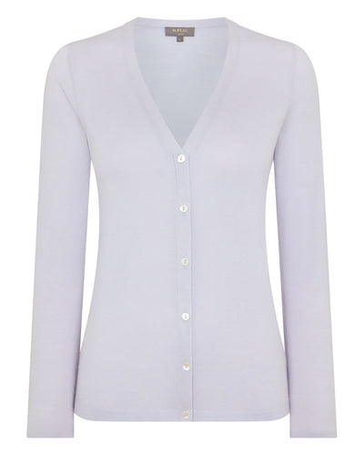 N.Peal Women's Mia Superfine Cashmere V Neck Cardigan Lavender Purple