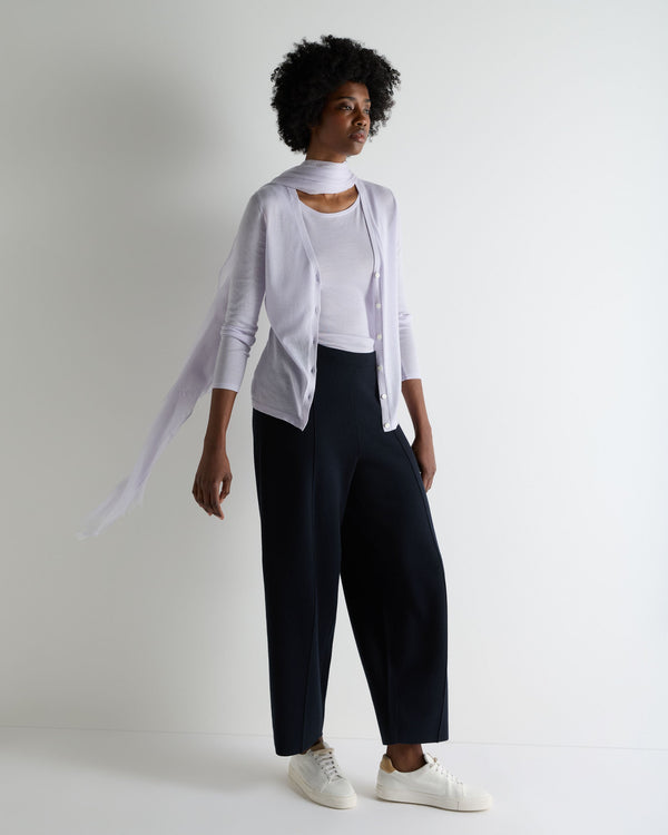 N.Peal Women's Mia Superfine Cashmere V Neck Cardigan Lavender Purple