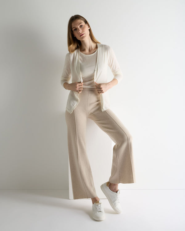 N.Peal Women's Mia Superfine Cashmere V Neck Cardigan New Ivory White