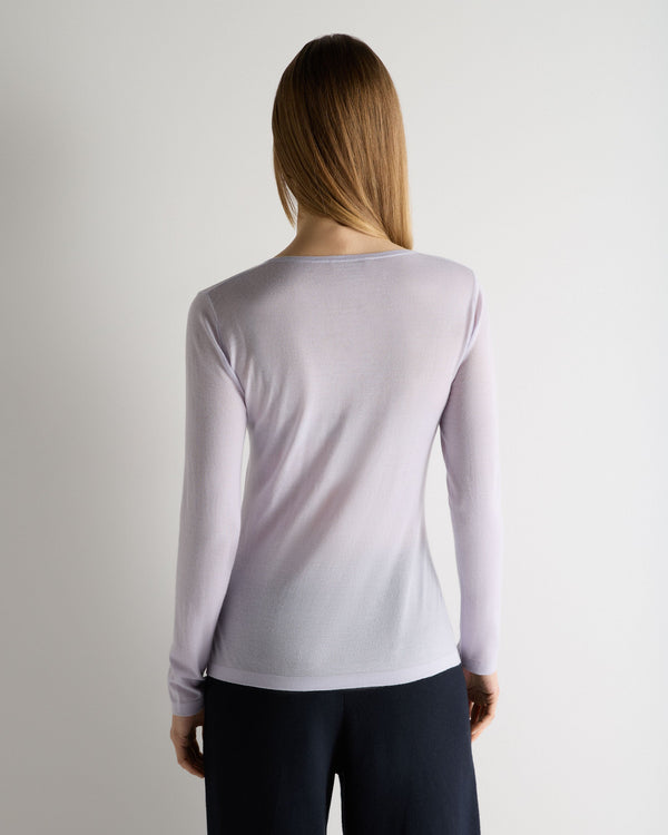 N.Peal Women's Imogen Superfine Cashmere V Neck Jumper Lavender Purple