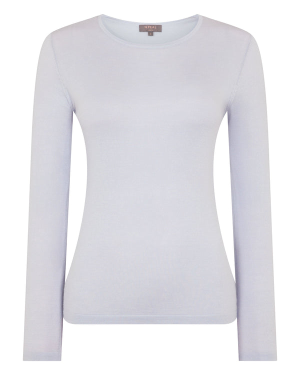 N.Peal Women's Eden Superfine Cashmere Round Neck Top Lavender Purple