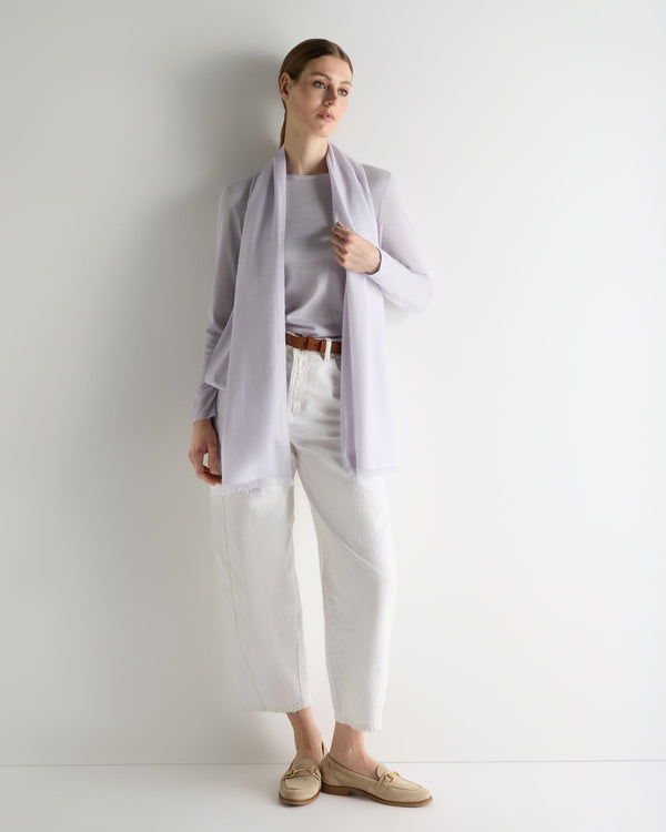 N.Peal Women's Eden Superfine Cashmere Round Neck Top Lavender Purple