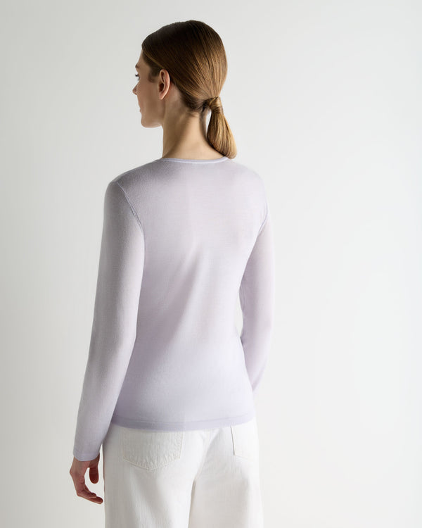 N.Peal Women's Eden Superfine Cashmere Round Neck Top Lavender Purple