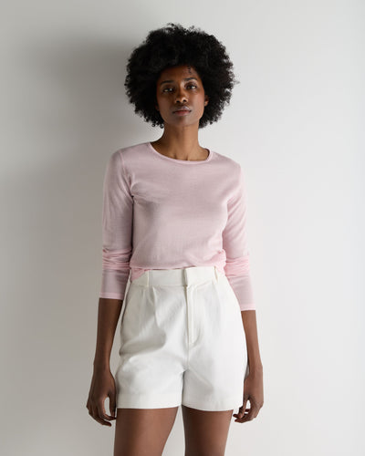 N.Peal Women's Eden Superfine Cashmere Round Neck Top Rosewater Pink