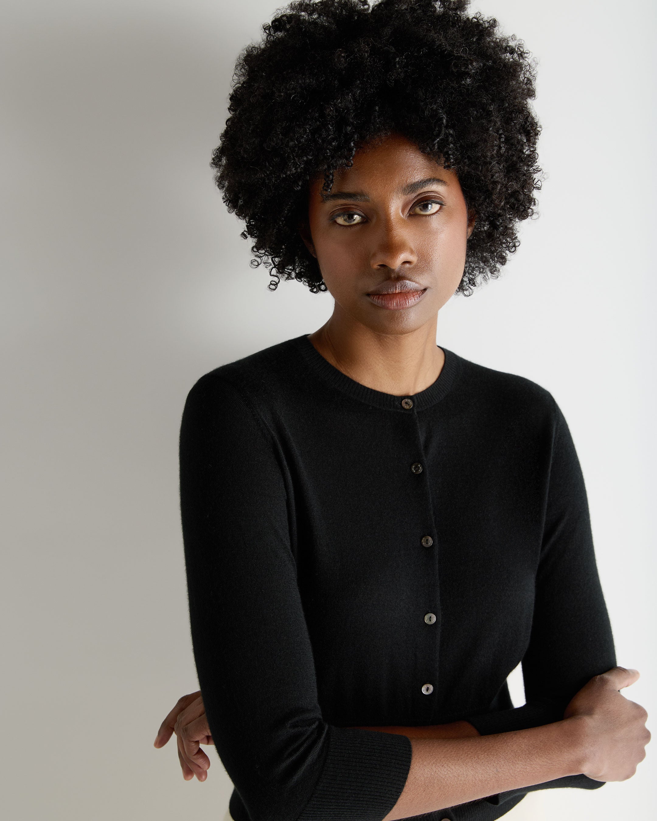 black cropped cardigan for dresses N.Peal Women's Cashmere Darcie Superfine Cashmere Cropped Cardigan Black