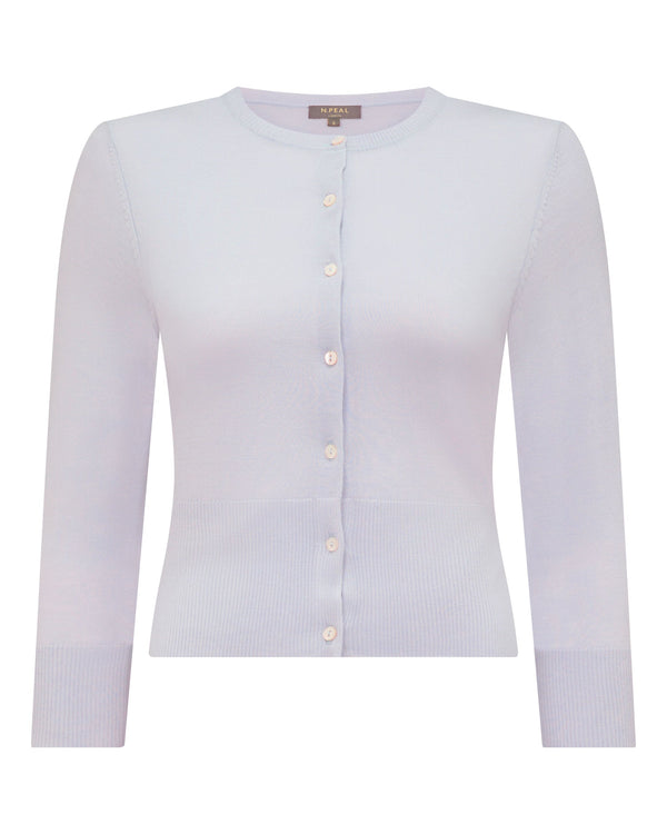 N.Peal Women's Darcie Superfine Cashmere Cropped Cardigan Lavender Purple