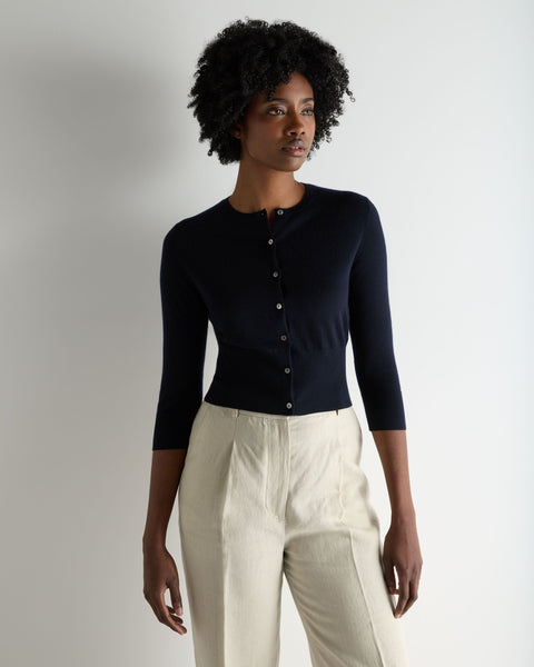 lena navy flower トップス Navy Blooming Flower UPF50+ Quarter Zip Top | G Lifestyle