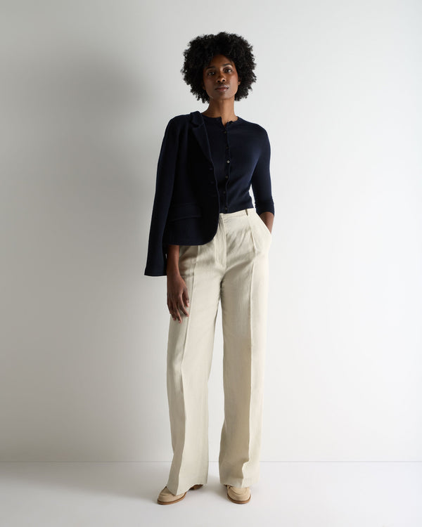 N.Peal Women's Darcie Superfine Cashmere Cropped Cardigan Navy Blue